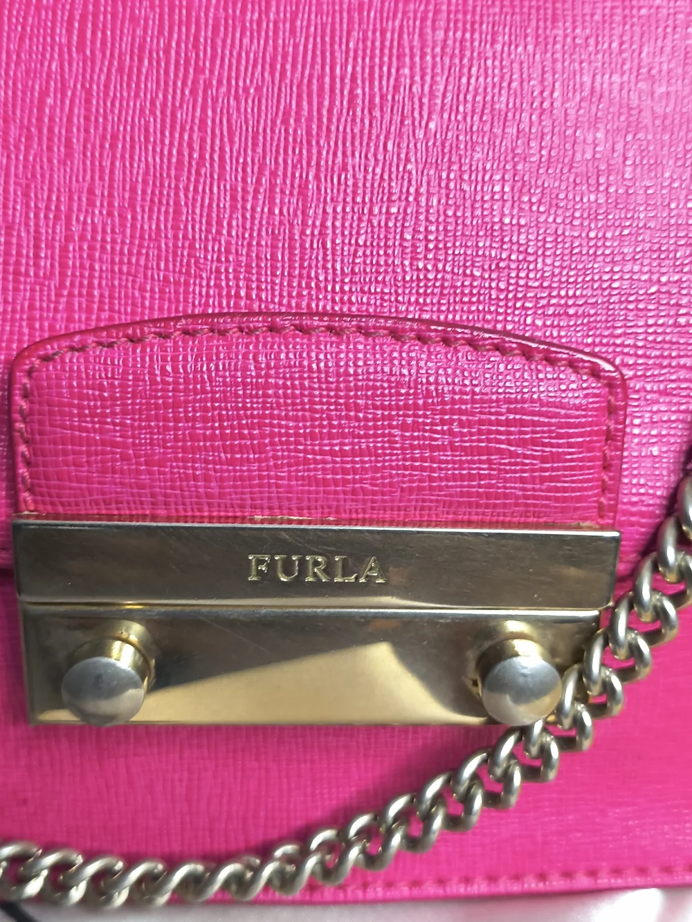 Furla Metropolis Mini Crossbody Bag Pink Saffiano Leather Chain With Dust Bag - Picture 3 of 7